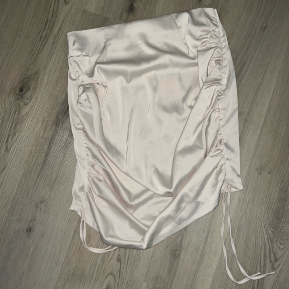 NWT Missguided Satin Ruched Mini Skirt Size 10 High Waist Tie Side